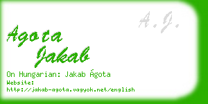 agota jakab business card